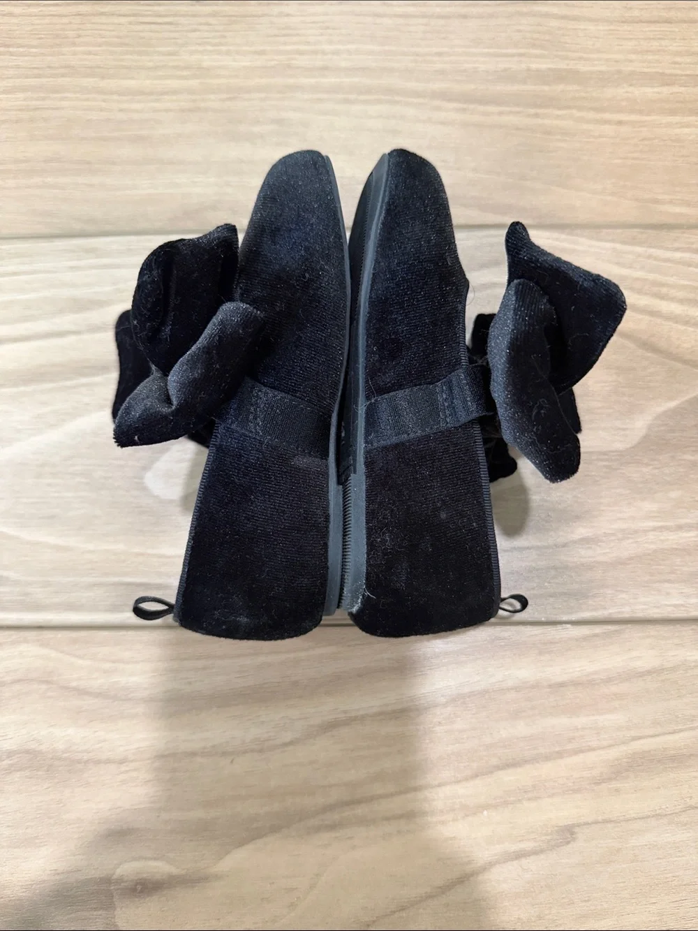 Black Velvet Bow Kids Shoes